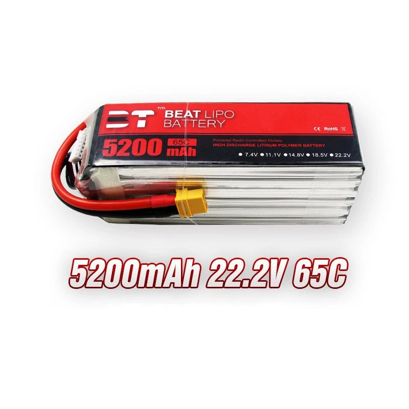 For RC Helicopter FPV Racing 5200mAh 22.2V 6S 65C Battery XT60 Plug Drone
