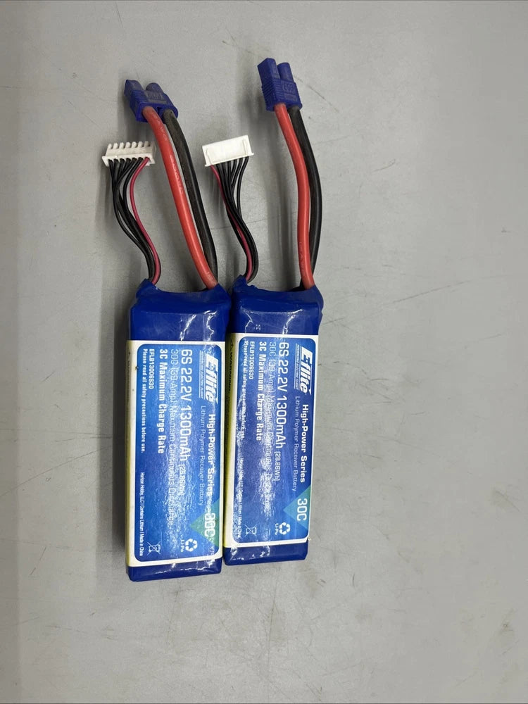E-flite 1300mAh 6S 22.2V 30C LiPo, 13AWG EC3 2 Pack Battery
