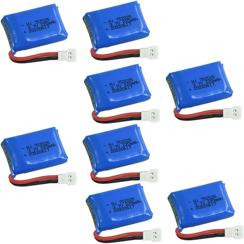 8Pcs 3.7V 220mAh 20C LiPO Battery XH2.54 Plug for Syma X4 X11 X13 Quadcopter FPV