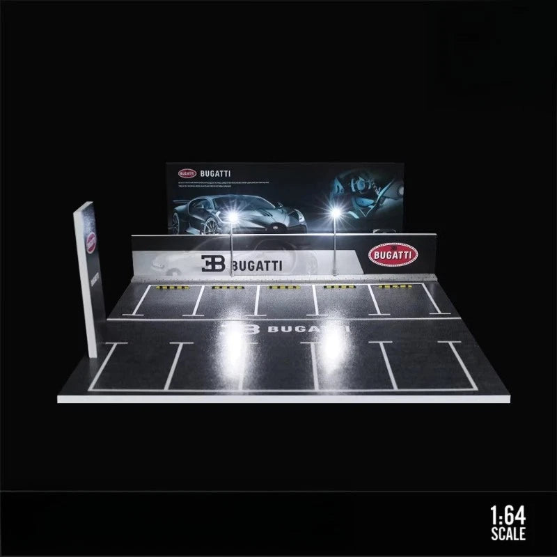 1/64 Diorama Garage Building Model LED Bugatti Lighted Parking Lot Mode Rapidly