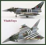 Eurofighter Typhoon FGR4 scale model aircraft, green and gray with RAF display stripes