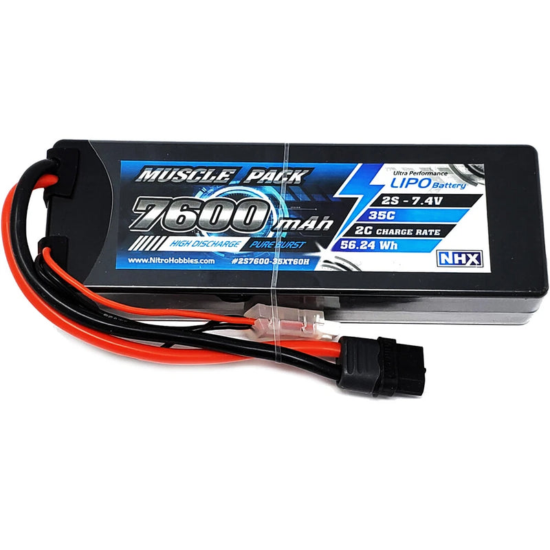 NHX Muscle Pack 2S 7.4V 7600mAh 35C Hard Case Lipo Battery w/ XT60 Connector Battery