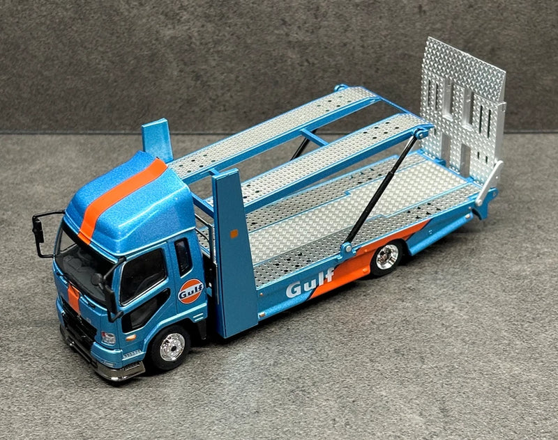 GCD 1:64 Blue Gulf Fuso Fighter Mk2 Double Deck Tow Model Diecast Metal Car