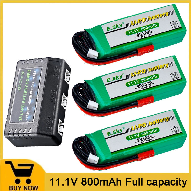 11.1V 800mAh Lipo battery + charger for Esky EK1-0188 001336 Big LAMA E020/E515A Battery