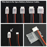 3-pack battery balancer extension cables with JST-style connectors and colored leads
