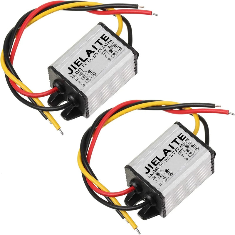2 Pack Dc 12V To Dc 6V Converter Waterproof 3A 18W Buck Voltage Reducer Module