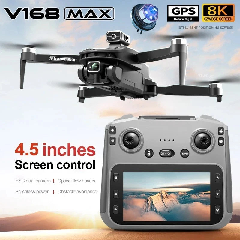 GPS 8K FPV brushless quadcopter drone with 4.5-inch screen controller