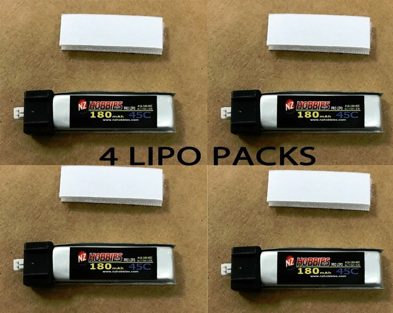 Brand New NZ HOBBIES 3.7 volt 180mAh 45C Lipo Battery 4 Packs HobbyZone Champ