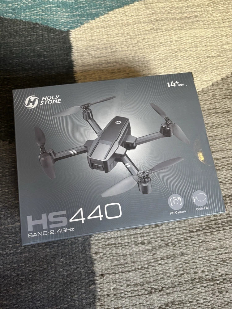 Holy Stone HS440 drone box with printed quadcopter and 14+ features