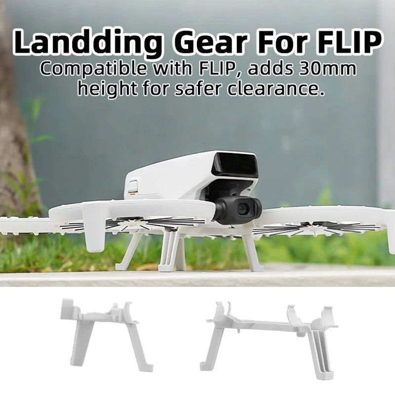White drone landing gear tripod feet set with adjustable height extensions