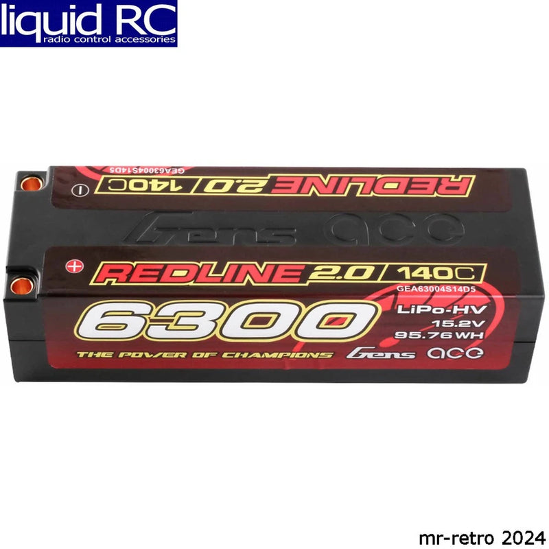 Gens Ace 63004S14D5 15.2v 6300mah 4s 140c Lihv 5.0mm Bullet Redline 2.0