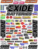 Batteries Sticker Gang SHEET 17-R/C MODEL Decal 1/12-1/10-DIE CUT-NASCAR-- Battery