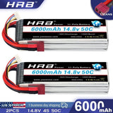 2pcs HRB 14.8V 4S 6000mAh Deans LiPo Battery for Helicopter Boat Truck FPV Car