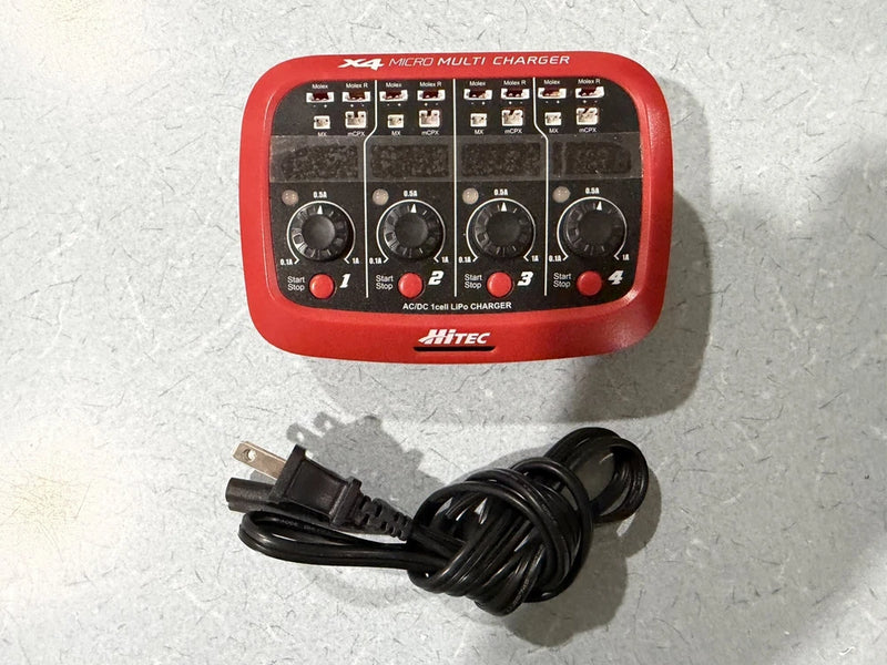 Hitec X4 Micro Multi Charger AC/DC 1-Cell LiPo 4-Port Single Cell Charger 44212 Battery