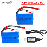 2Pcs 7.4V 1200mAh Li-ion Battery JST plug for Electric Toys water bullet gun toy