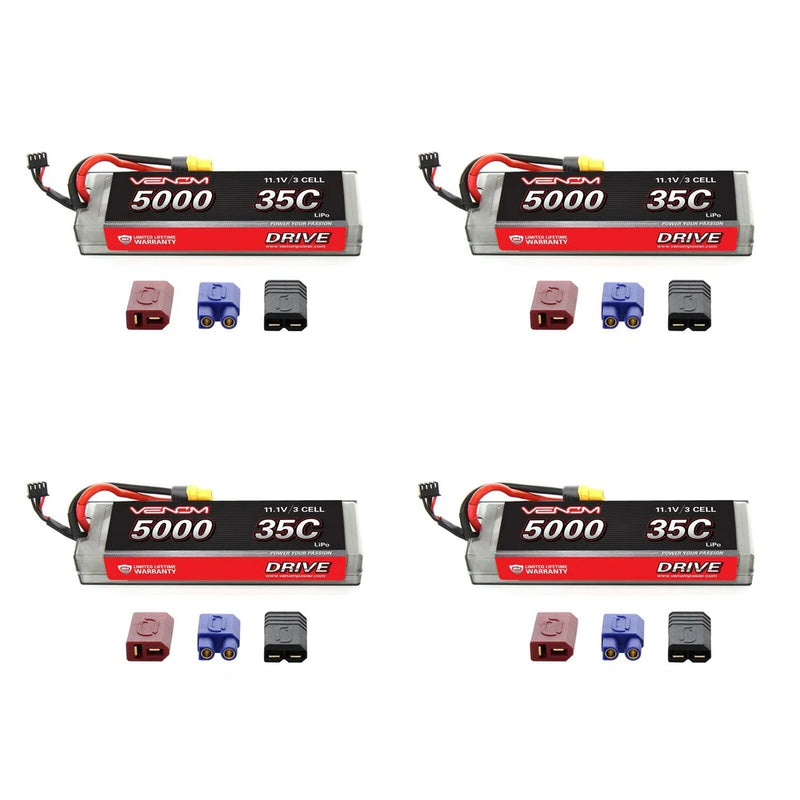 Venom 35C 3S 11.1V 5000mAh LiPo Hardcase Flat Pack Battery w/ UNI Plug x4 Packs Battery