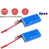 2x 400mAh 7.4V LiPo Battery JST Plug for Micro FPV Drone Quadcopter drone RC Toy