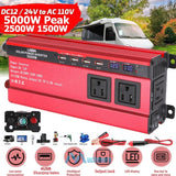 5000W Inversor de corriente DC 12V 24V a AC 110V 120V Convertidor con 3 AC 4 USB