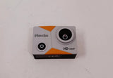 Piwoka action camera with black lens and orange accents, HD 1080P front view
