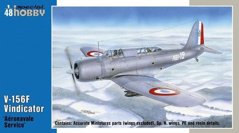 Grey V-156F Vindicator model aircraft with red-and-white markings and propeller