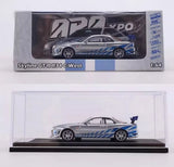 KOD 1/64 Scale GT-R R34 C-West Silver Diecast Car Model Gift Toy