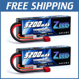 2 Pack 7.4V 5200mAh Lipo Battery with T Connector Battery