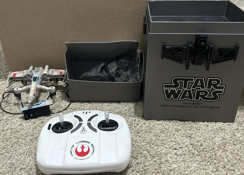 White Star Wars X-Wing battling drone controller with two joysticks and buttons