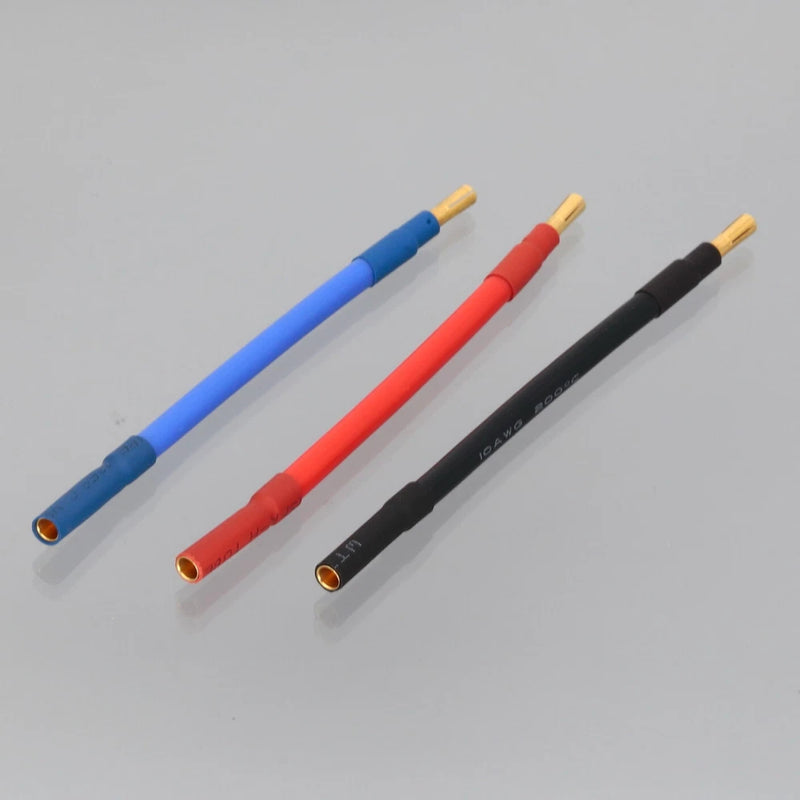 3-pack 4mm bullet wire leads (male-to-female), 10AWG, blue/red/black