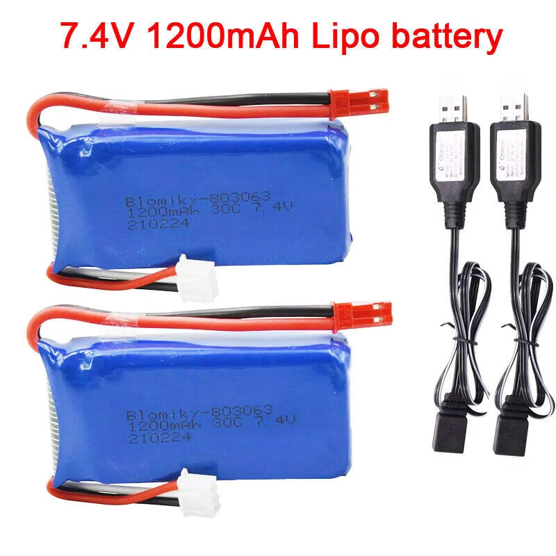 7.4V 1200mAh Lipo Battery and USB for WLtoys V666 UDI RC 1601 1602 1/16 RC truck