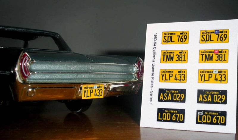 1960 - 1964 CALIFORNIA miniature LICENSE PLATES for 1/25 scale MODEL CARS¡ªREAD