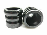 Rear bump stop bushing set, black cylindrical sleeves with center hole
