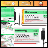 2pcs 3.7V 10000mAh LiPo Battery with USB Charger, Protection Board & Micro PH2.0 Battery