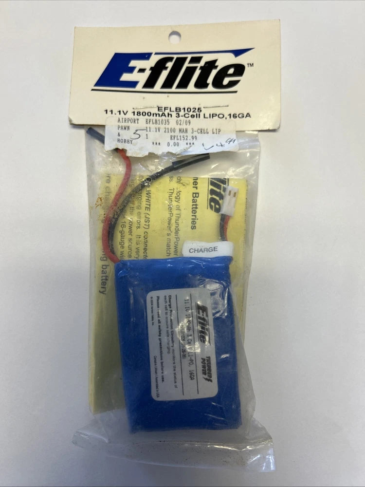 E-flite 11.1V 1800mAh 3-cell LiPo battery (16GA) in retail pack