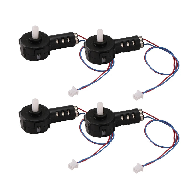 Set of four RC drone motors with black housings and red/blue wire leads