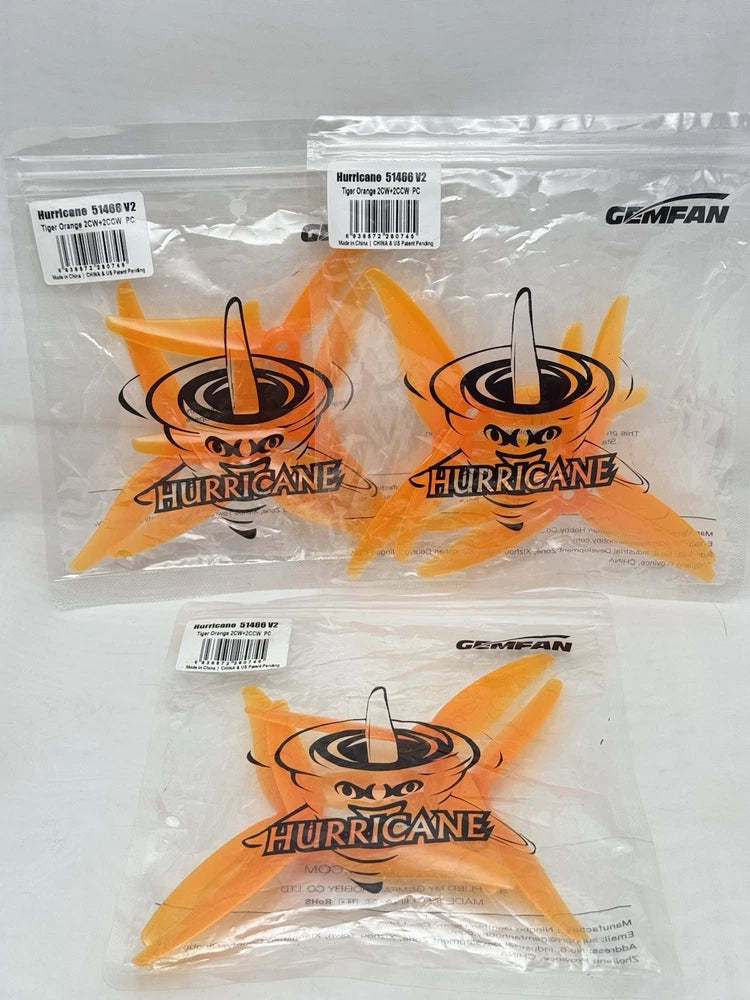 GEMFAN Hurricane 51466 V2 Drone Propeller FPV Racing Drones -3 PACK- ORANGE-