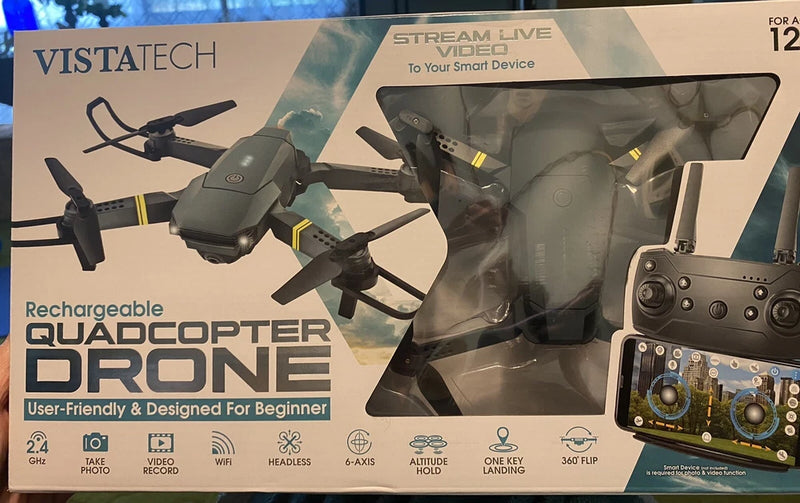 VISTATECH rechargeable quadcopter drone in retail box with controller and camera