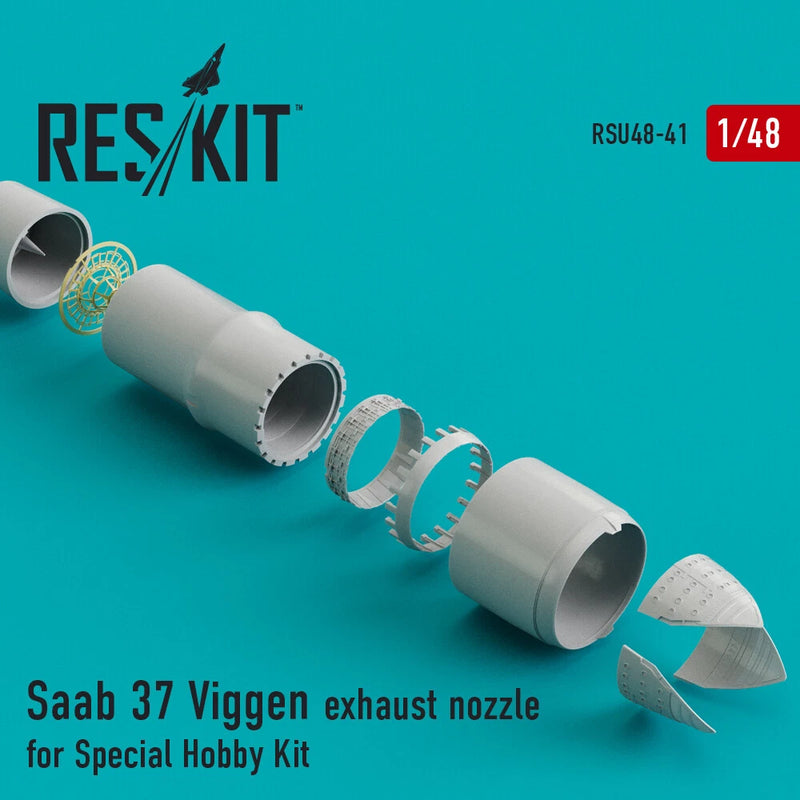 Grey model exhaust nozzle with two cylindrical sections and PE mesh rings, for scale kit