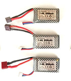 3Pk 850mAh 2s 7.4v Lipo T-Plug Battery
