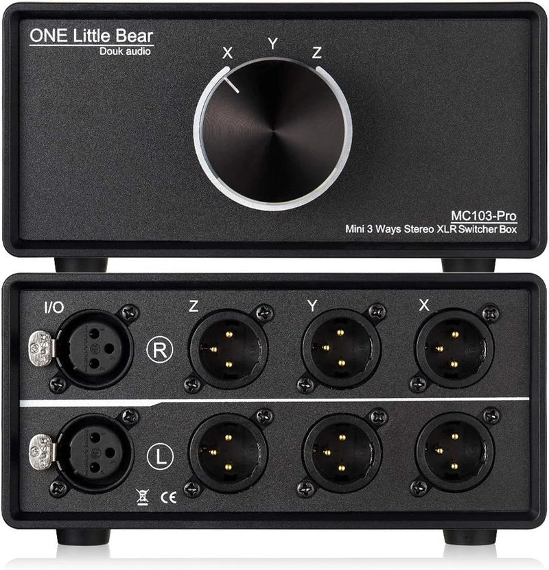 1-IN-3-OUT XLR Audio Switch ; Balanced Audio Converter ; 3-Way Stereo Passive Au