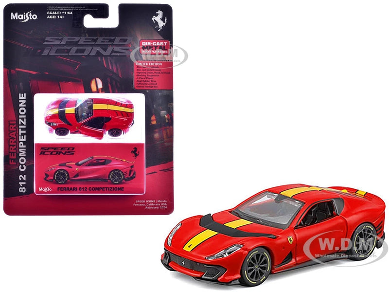 FERRARI 812 COMPETIZIONE RED 1/64 DIECAST MODEL CAR BY MAISTO 15709