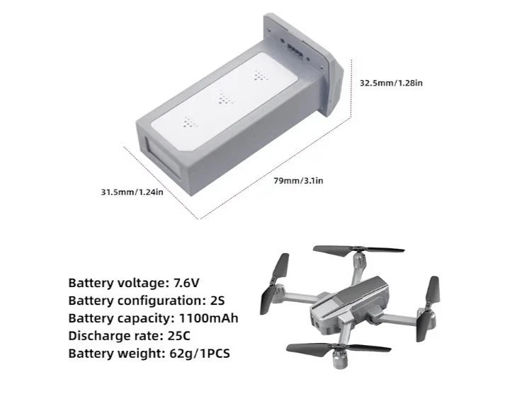 7.6V 1100mah Lipo Battery Suitable for HS440D Aerial Four Axis Aircraft Battery