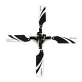 RC helicopter tail rotor 4-blade set with hub, black and white blades
