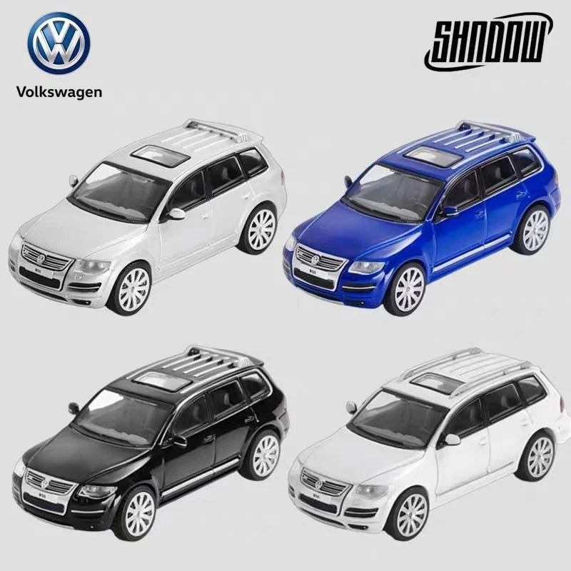 1:64 alloy car model ornament, hatchbacks in white, blue, and black (set of 4)