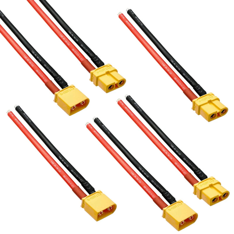 6PCS XT60 Connector Plug Cable 12AWG Silicone Wire