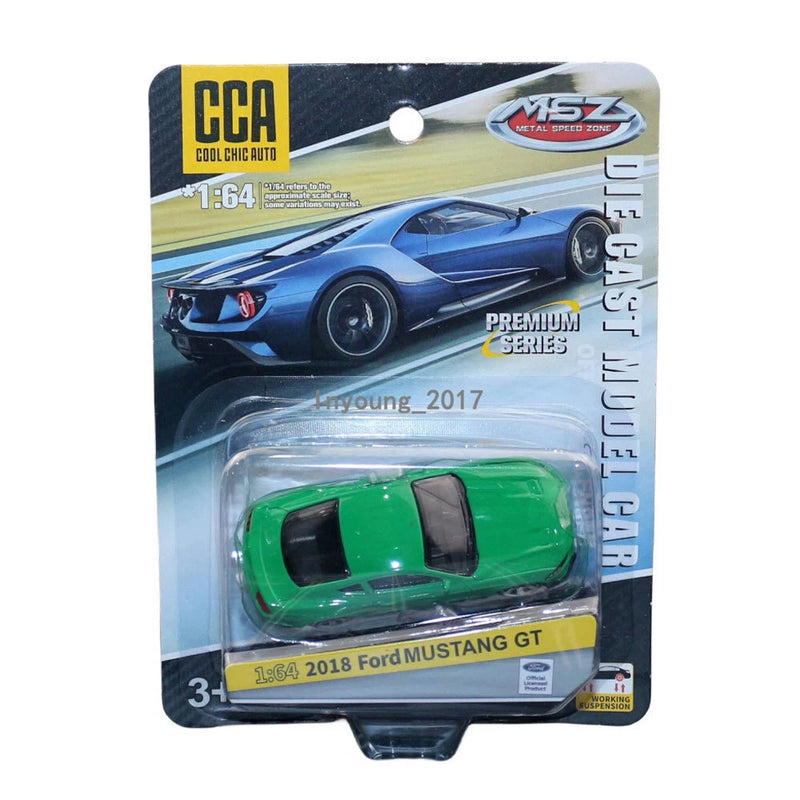 1:64 Ford Mustang GT Model Car Metal Diecast Toy Vehicle Friction Powered Green
