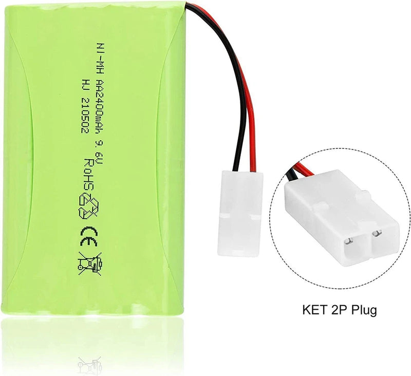 9.6V 2400mAh NiMH Battery KET 2P Connector with Charger Cable for RC Car Boat
