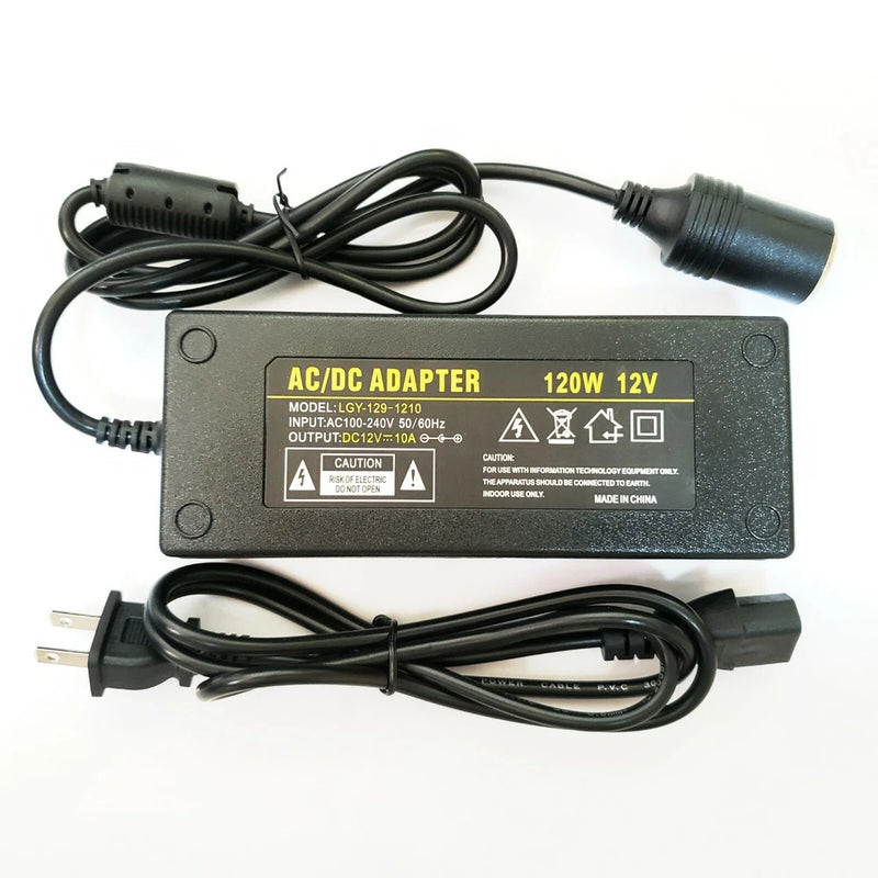 DC 12V 10A Adapter Power Supply Cigarette Lighter for Car Refrigerator Tire Pump