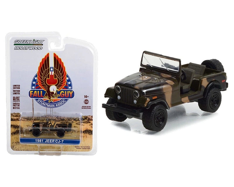 GreenLight 1981 Jeep CJ-7 Camouflage Army Truck Metal Diecast Car Model Toy 1/64