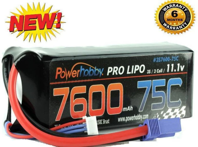 3S 11.1V 7600mAh 75C EC5 Lipo Battery Powerhobby PHB3S760075EC5 Battery