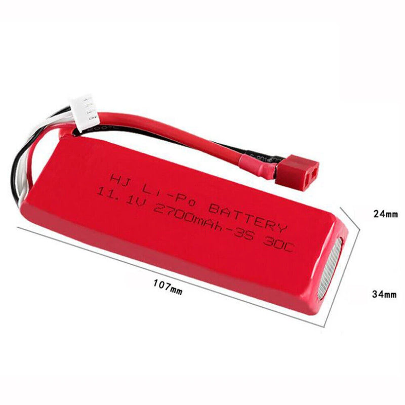 1Pcs 11.1V 2700mAh 3S 30C Li-po Battery T Plug Connector For RC Car Truck Boat